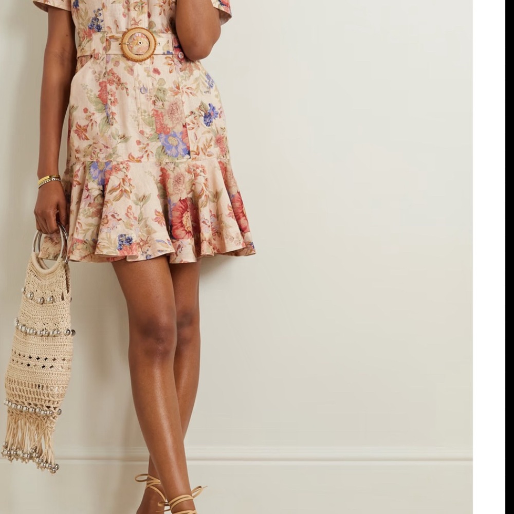 Zimmermann Cream Tan Ruffled Tiered Sundress